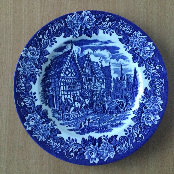 Staffordshire underglaze printing Genuine hand engraved 9.5" Ironstone plate - Picture 1 of 5